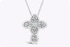 0.90 Carats Total Oval Cut Diamond Cross Bezel Set Pendant Necklace in White Gold
