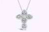 0.90 Carat Total Oval Cut Diamond Cross Pendant Necklace in White Gold