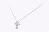 0.90 Carat Total Oval Cut Diamond Cross Pendant Necklace in White Gold