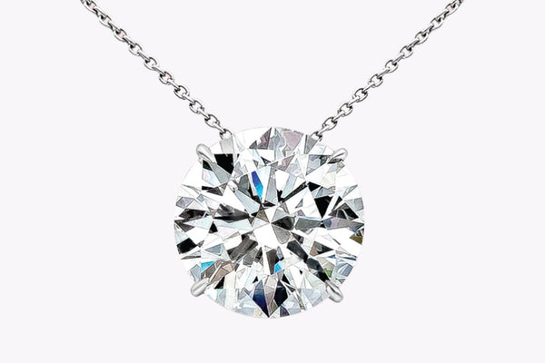 10.43 Carats Round Brilliant Cut Diamond Solitaire Pendant Necklace in Platinum