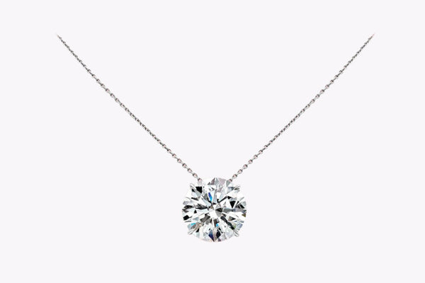 10.43 Carats Round Brilliant Cut Diamond Solitaire Pendant Necklace in Platinum