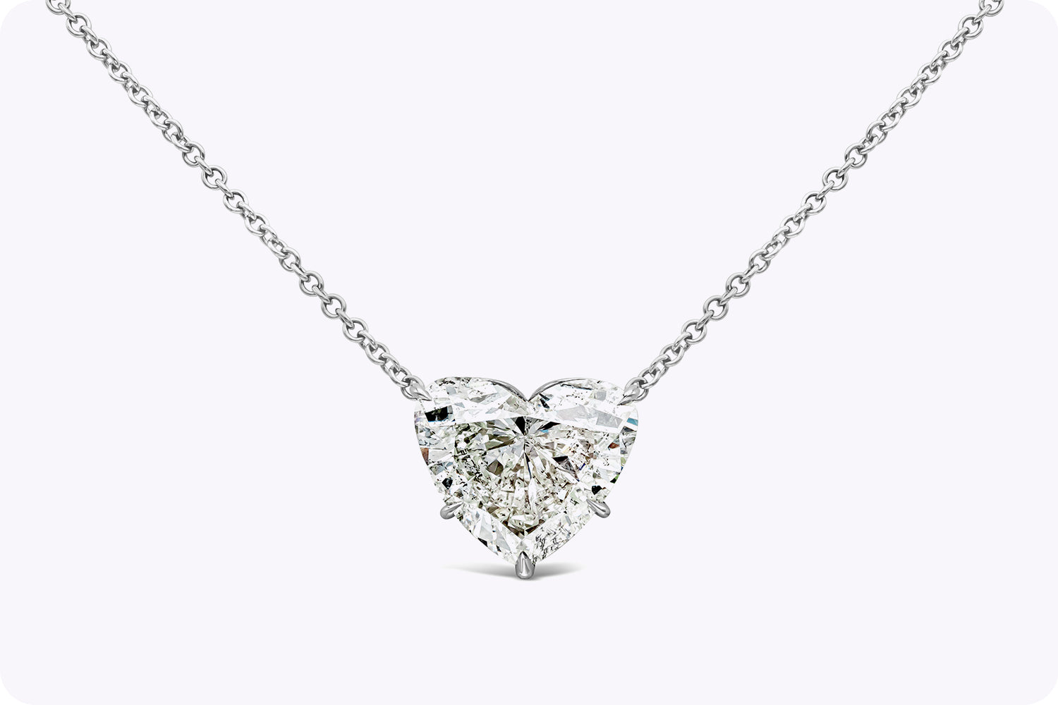 7.05 Carats Total Heart Shape Diamond Pendant Necklace in Platinum & White Gold