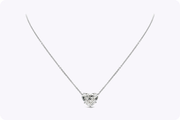 7.05 Carats Total Heart Shape Diamond Pendant Necklace in Platinum & White Gold