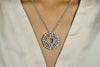 2.94 Carats Total Round Cut Diamond Openwork Circle Pendant Necklace in White Gold