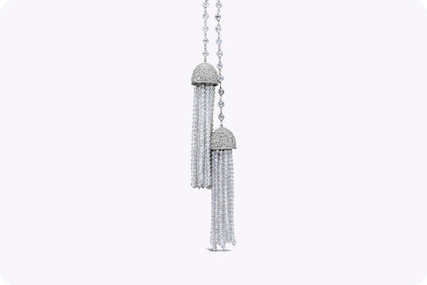 Ivanka Trump 116.77 Carats Total Briolette Diamond Tassel Necklace in White Gold