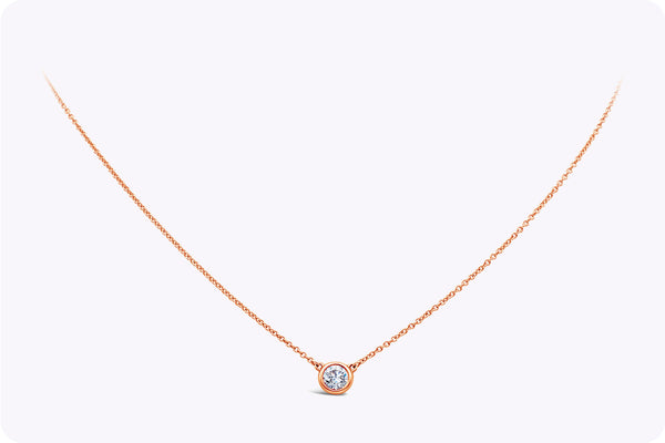 0.47 Carat Round Cut Diamond Solitaire Pendant Necklace in Rose Gold