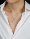 3.05 Carat Heart Shape Diamond Halo Pendant Necklace in White Gold