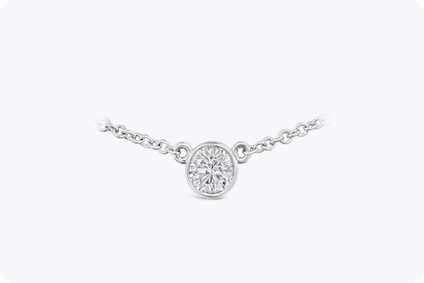 0.51 Carat Round Diamond Bezel Solitaire Pendant Necklace