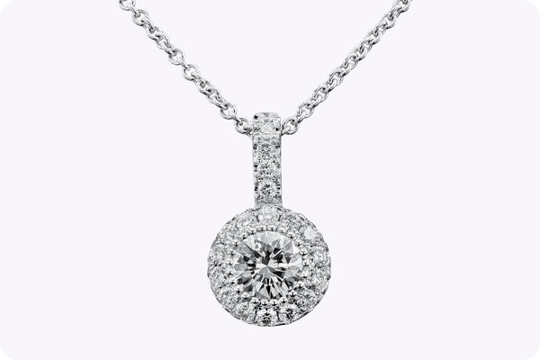 0.45 Carat Total Round Brilliant Diamond Cluster Pendant Necklace in White Gold