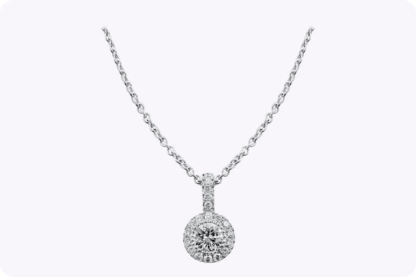 0.45 Carat Total Round Brilliant Diamond Cluster Pendant Necklace in White Gold