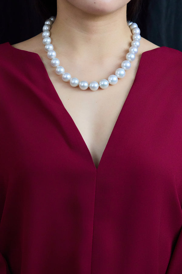 1.54 Carat South Sea Pearl and Diamond Necklace in White Gold