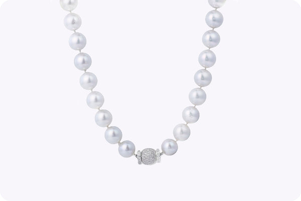 1.54 Carat South Sea Pearl and Diamond Necklace in White Gold