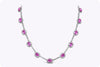 21.74 Carats Total Oval Cut Pink Sapphire and Diamond Halo Necklace in White Gold