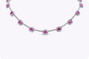 21.74 Carats Total Oval Cut Pink Sapphire and Diamond Halo Necklace in White Gold