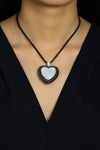 12.40 Carats Total Black & White Diamond Heart Shape Pendant Necklace in White Gold