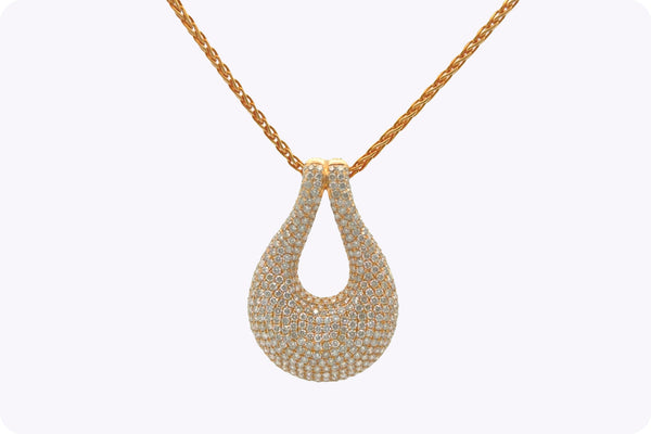 7.96 Carats Total Round Brilliant Cut Diamond Large Pendant in Rose Gold