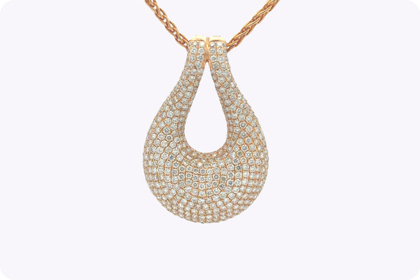 7.96 Carats Total Round Brilliant Cut Diamond Large Pendant in Rose Gold