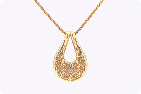 7.96 Carats Total Round Brilliant Cut Diamond Large Pendant in Rose Gold