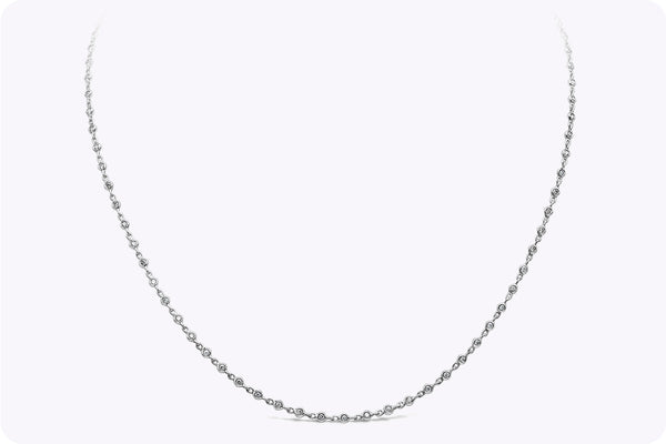 0.62 Carat Total Round Cut Diamonds By the Yard Necklace in White Gold