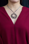 Diamond Floral Swirl Pendant Necklace in Black Rhodium
