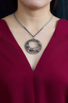 round diamond floral swirl pendant necklace 
