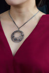 2.04 carat round diamond floral swirl pendant necklace 