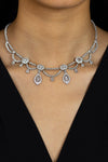 4.33 Carats Total Rose Cut Antique Curtain Style Diamond Necklace in White Gold