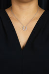 0.70 Carats Total Round Diamond Horse Shoe Pendant Necklace in White Gold