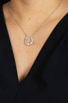 0.70 Carats Total Round Diamond Horse Shoe Pendant Necklace in White Gold