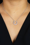 0.70 Carats Total Round Diamond Horse Shoe Pendant Necklace in White Gold