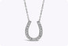 0.70 Carat Round Diamond Horse Shoe Pendant Necklace in White Gold