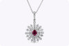 1.13 Carats Total Oval Cut Ruby & Diamond Pendant Necklace in White Gold