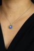 Round Diamond and Blue Sapphire Circle Pendant Necklace