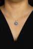 Round Diamond and Blue Sapphire Circle Pendant Necklace