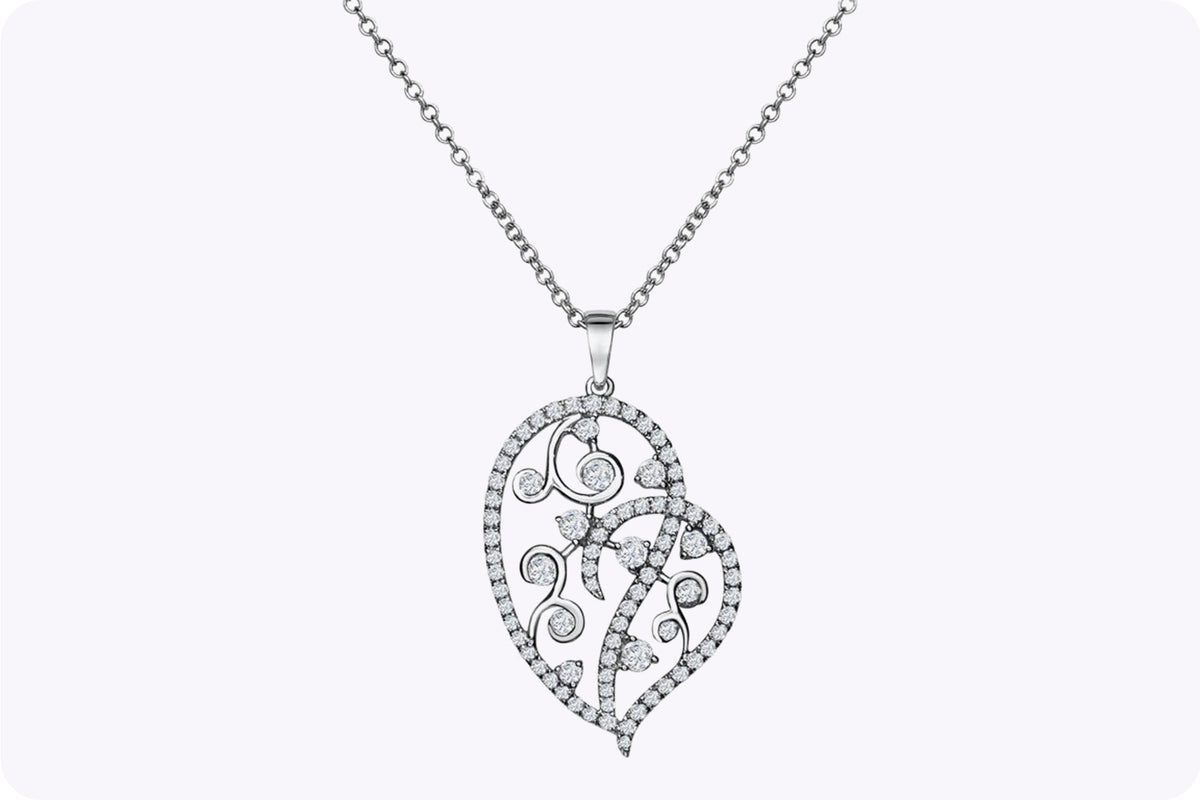 069 Diamond Openwork Heart Pendant Necklace Roman Malakov 5489