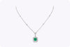 1.18 Carat Emerald Double Halo Pendant Necklace in White Gold