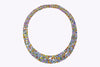 161.55 Carats Total Multi-Color Mixed-Cut Sapphire Wide Necklace in White Gold