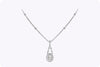 1.01 Carats Total Mixed-Cut Diamond Halo Drop Pendant Necklace in White Gold