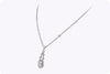 1.01 Carats Total Oval and Round Cut Diamond Halo Drop Pendant Necklace in White Gold