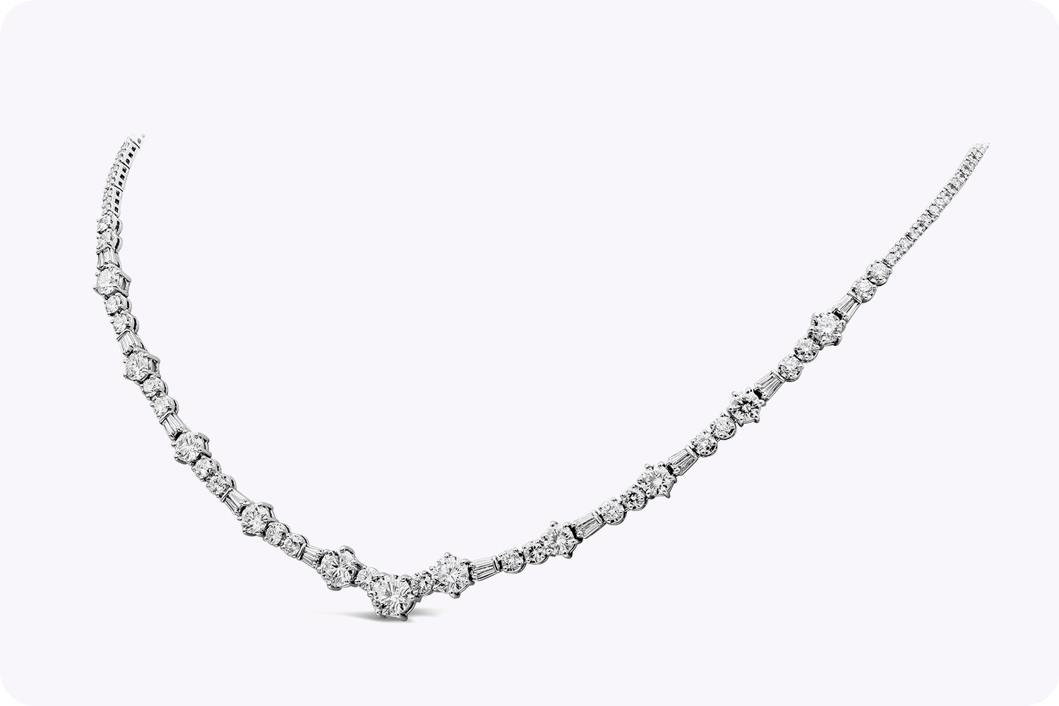 8.71 Carats Total Mixed-Cut Diamond Collar Necklace in White Gold