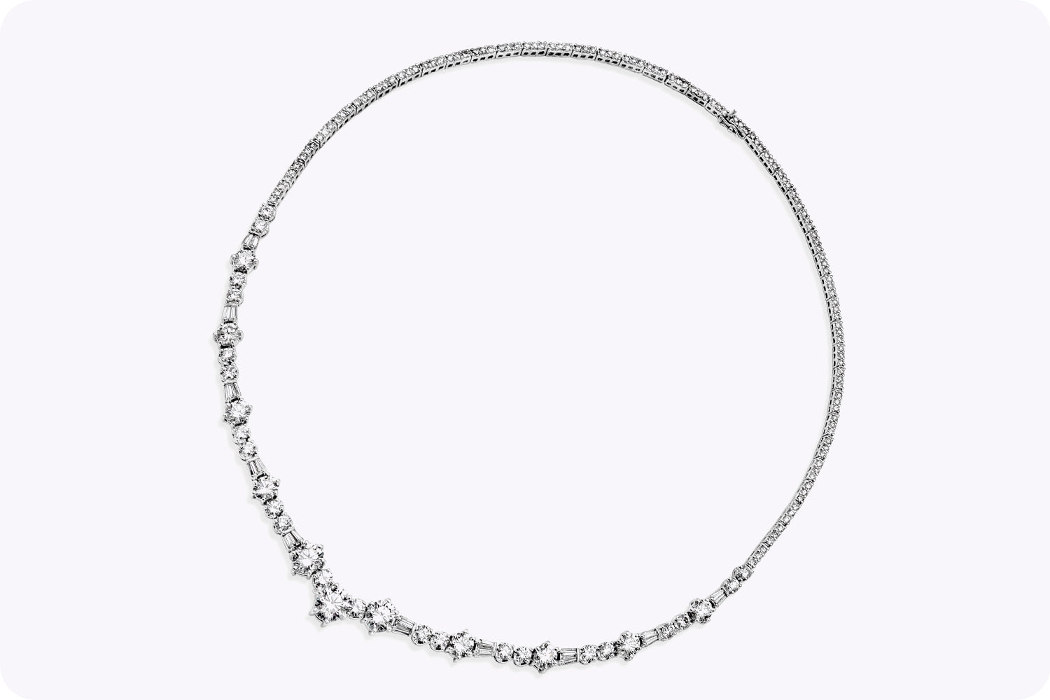 8.71 Carats Total Mixed-Cut Diamond Collar Necklace in White Gold