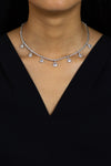 7.13 Carat Total Mixed Cut Diamond Fringe Tennis Necklace in White Gold