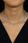 7.13 Carat Total Mixed Cut Diamond Fringe Tennis Necklace in White Gold