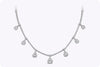 7.13 Carat Total Round and Rose Cut Diamond Fringe Tennis Necklace in White Gold