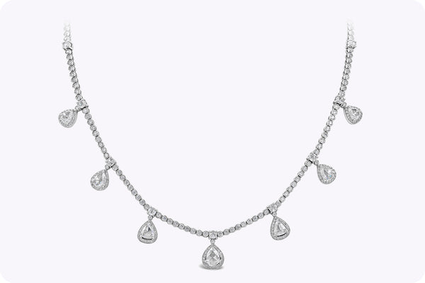 7.13 Carats Total Rose Cut Diamond Fringe Necklace in White Gold