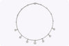 7.13 Carat Total Round and Rose Cut Diamond Fringe Tennis Necklace in White Gold
