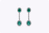 4.10 Carat Emerald and Diamond Halo Dangle Earrings