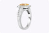 GIA Certified 3.03 Carats Total Emerald-Cut Diamond Halo Engagement Ring in Yellow Gold & Platinum