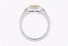 GIA Certified 3.03 Carats Total Emerald-Cut Diamond Halo Engagement Ring in Yellow Gold & Platinum