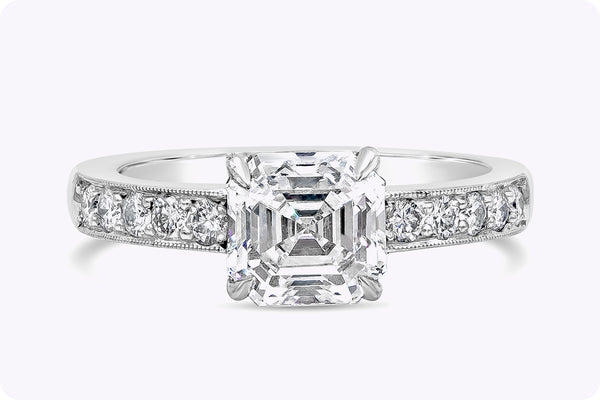 GIA Certified 1.58 Carats Asscher Cut Diamond Engagement Ring in Platinum